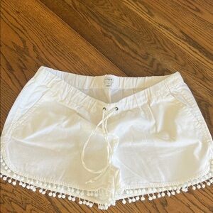 J. Crew Ivory Pom-Pom Trim Athletic Shorts